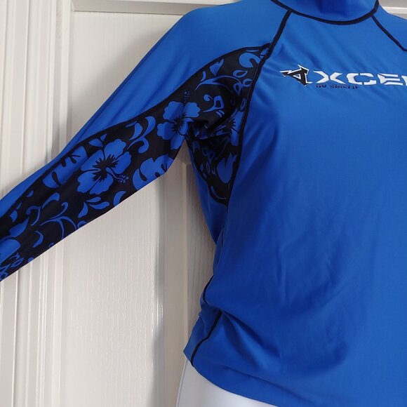 Xcel Hawaii L-Sleeve Blue Compression Surf Swim Rash Guard UPF30+ Sun Protection - Picture 6 of 10